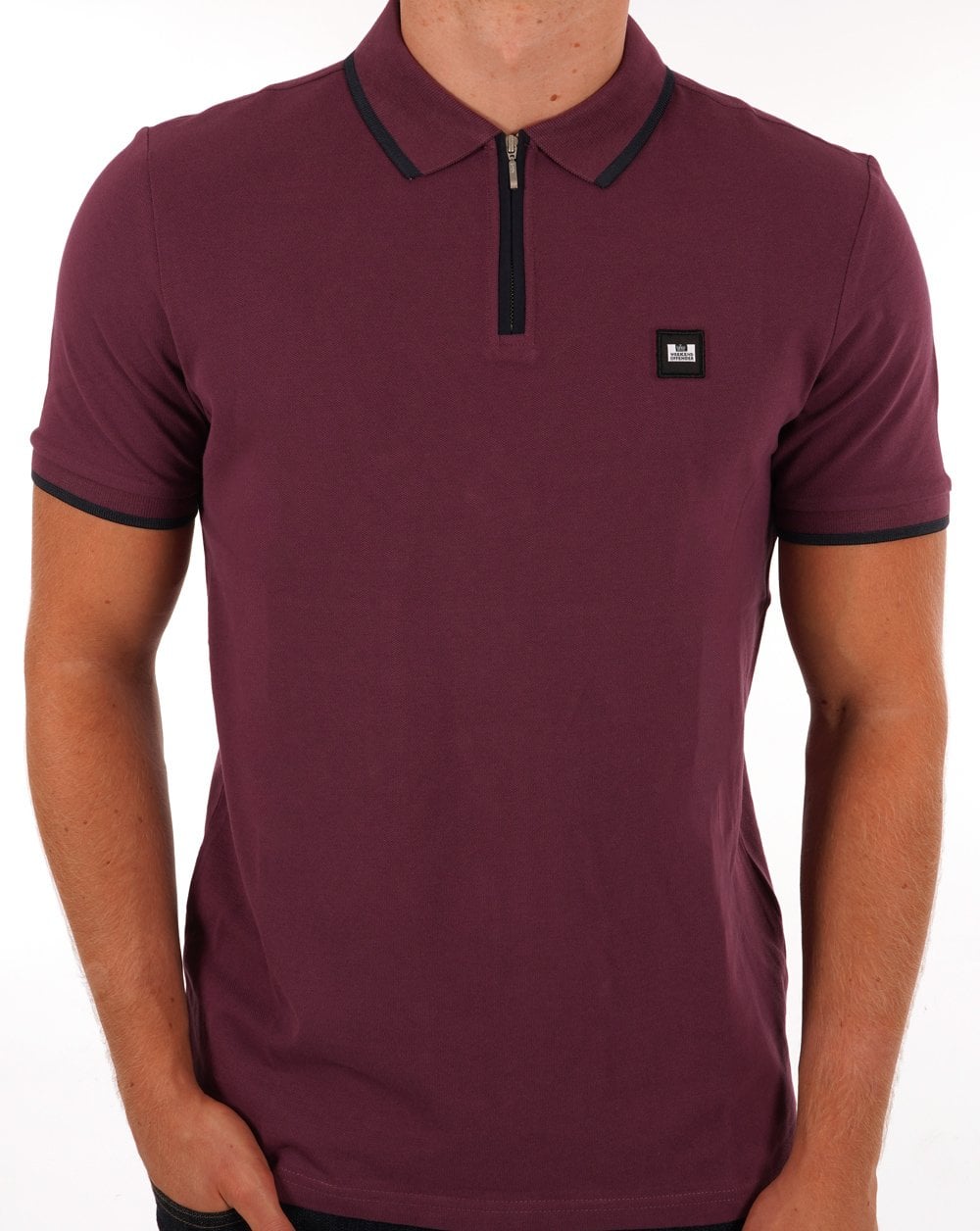 Weekend Offender Poloshirt mit Reißverschluss Magenta