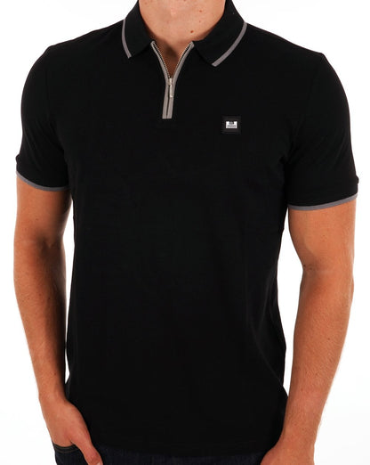 Weekend Offender Poloshirt mit Reißverschluss, Schwarz