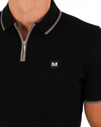 Weekend Offender Poloshirt mit Reißverschluss, Schwarz