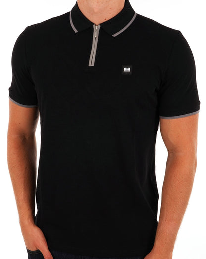 Weekend Offender Poloshirt mit Reißverschluss, Schwarz