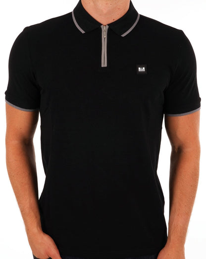 Weekend Offender Poloshirt mit Reißverschluss, Schwarz