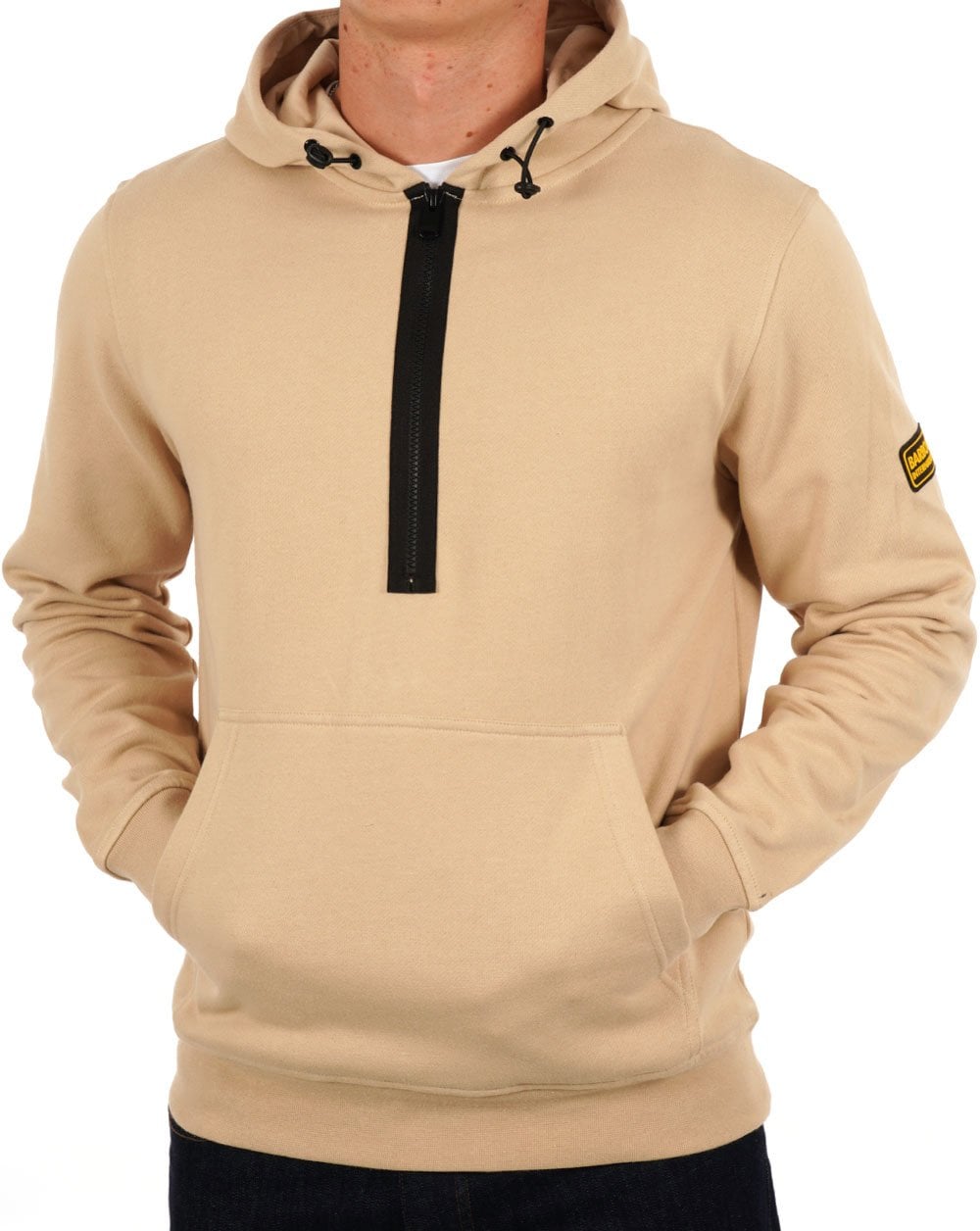 Barbour International Badge Half Zip Hoody Heller Stein