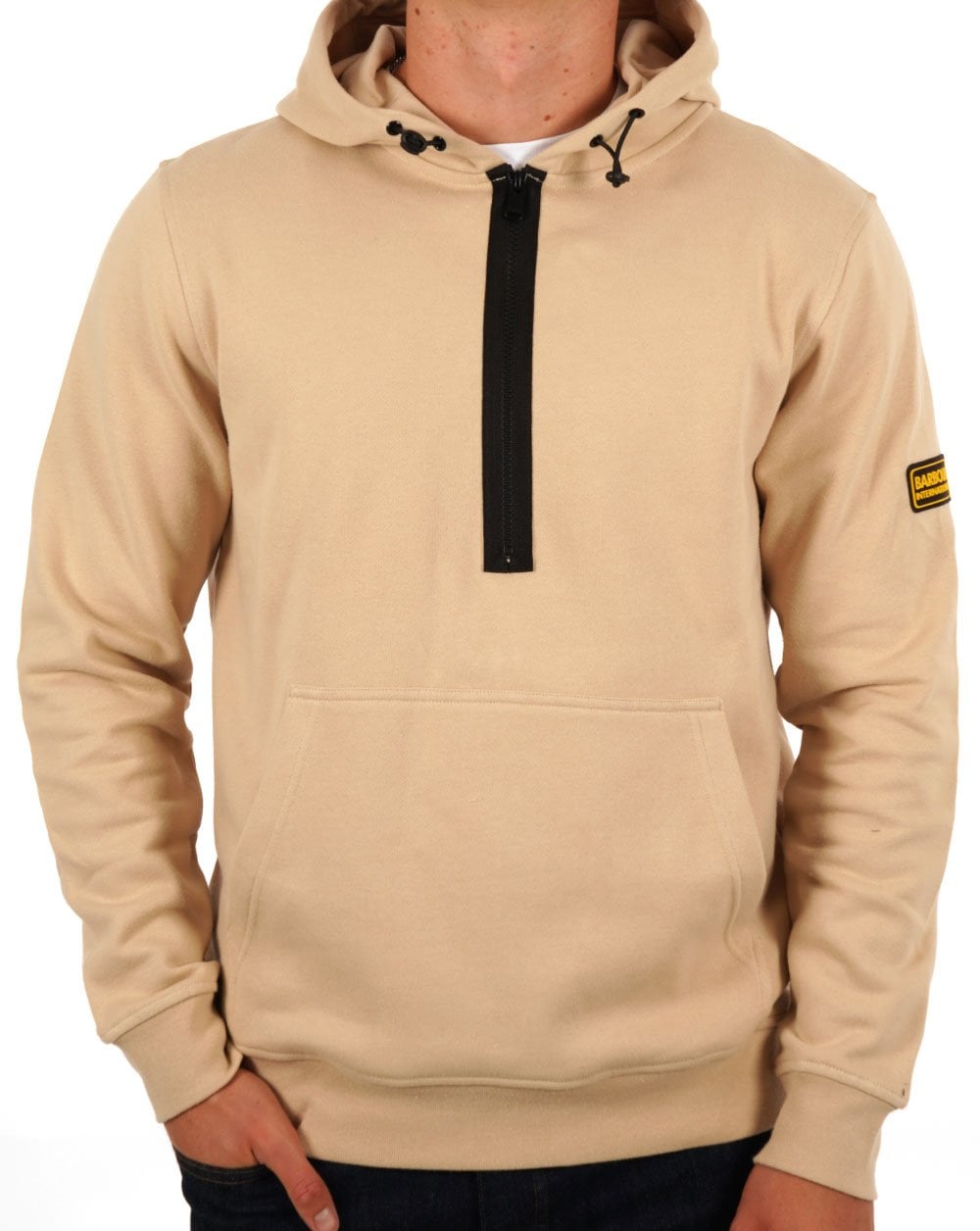 Barbour International Badge Half Zip Hoody Heller Stein