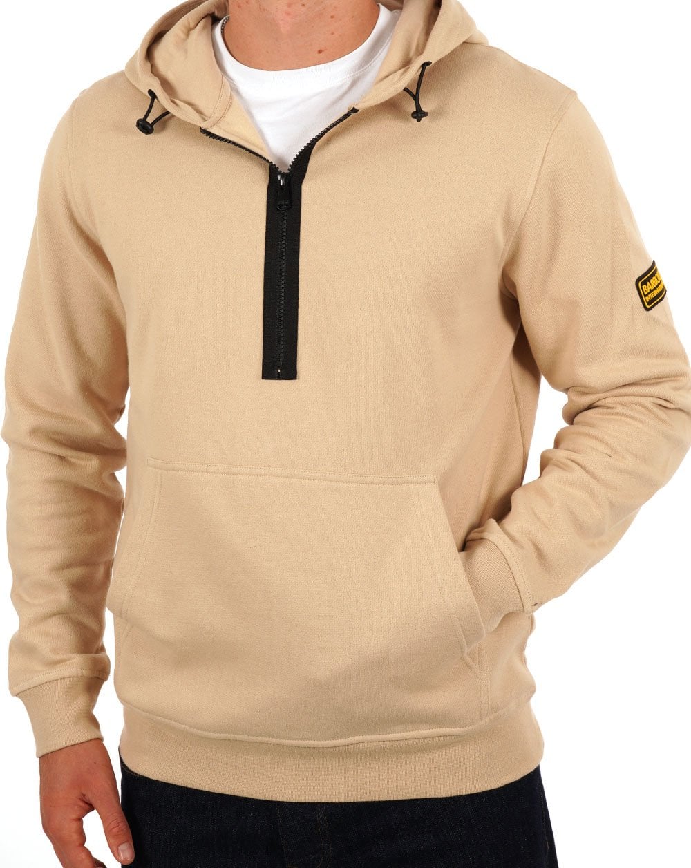 Barbour International Badge Half Zip Hoody Heller Stein