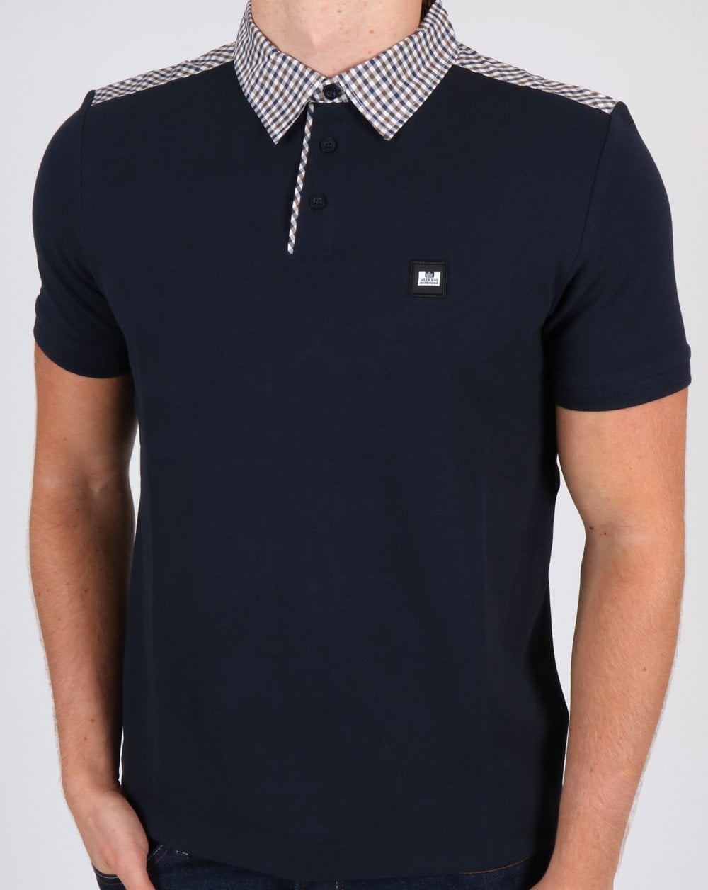 Weekend Offender Check Collar Polo Shirt Navy