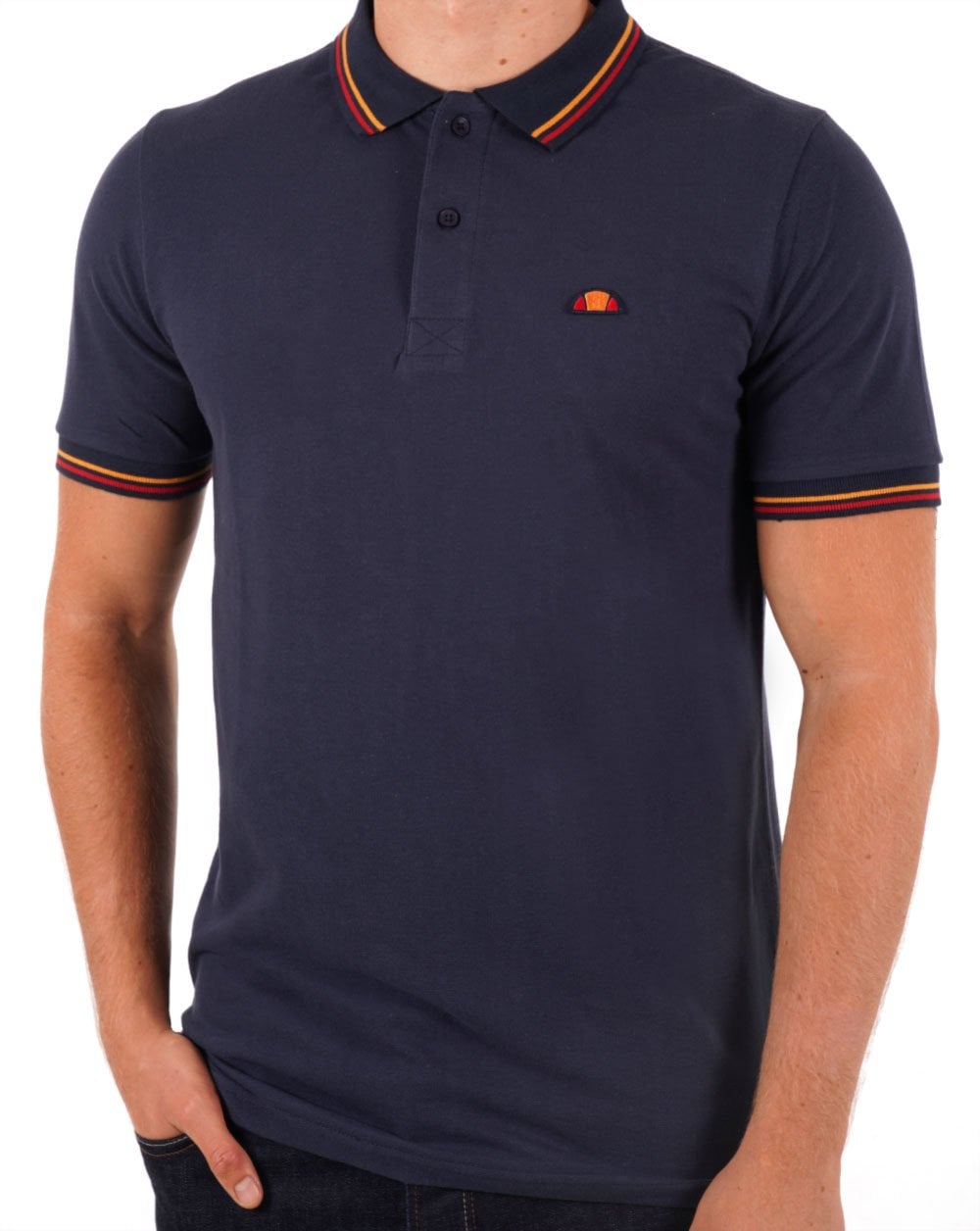 Ellesse – Poloshirt mit Streifen in Marineblau