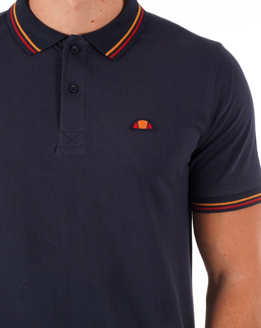 Ellesse – Poloshirt mit Streifen in Marineblau