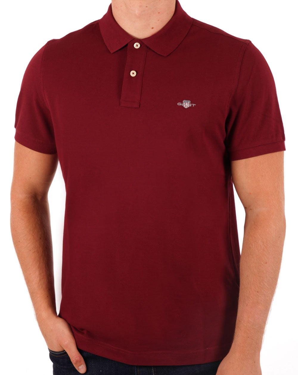 Gant Shield Pique Polo Dunkelrot