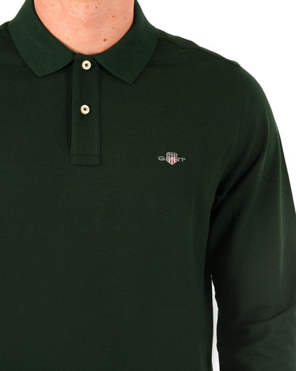 Gant Shield LS Pique Polo Dunkelgrün