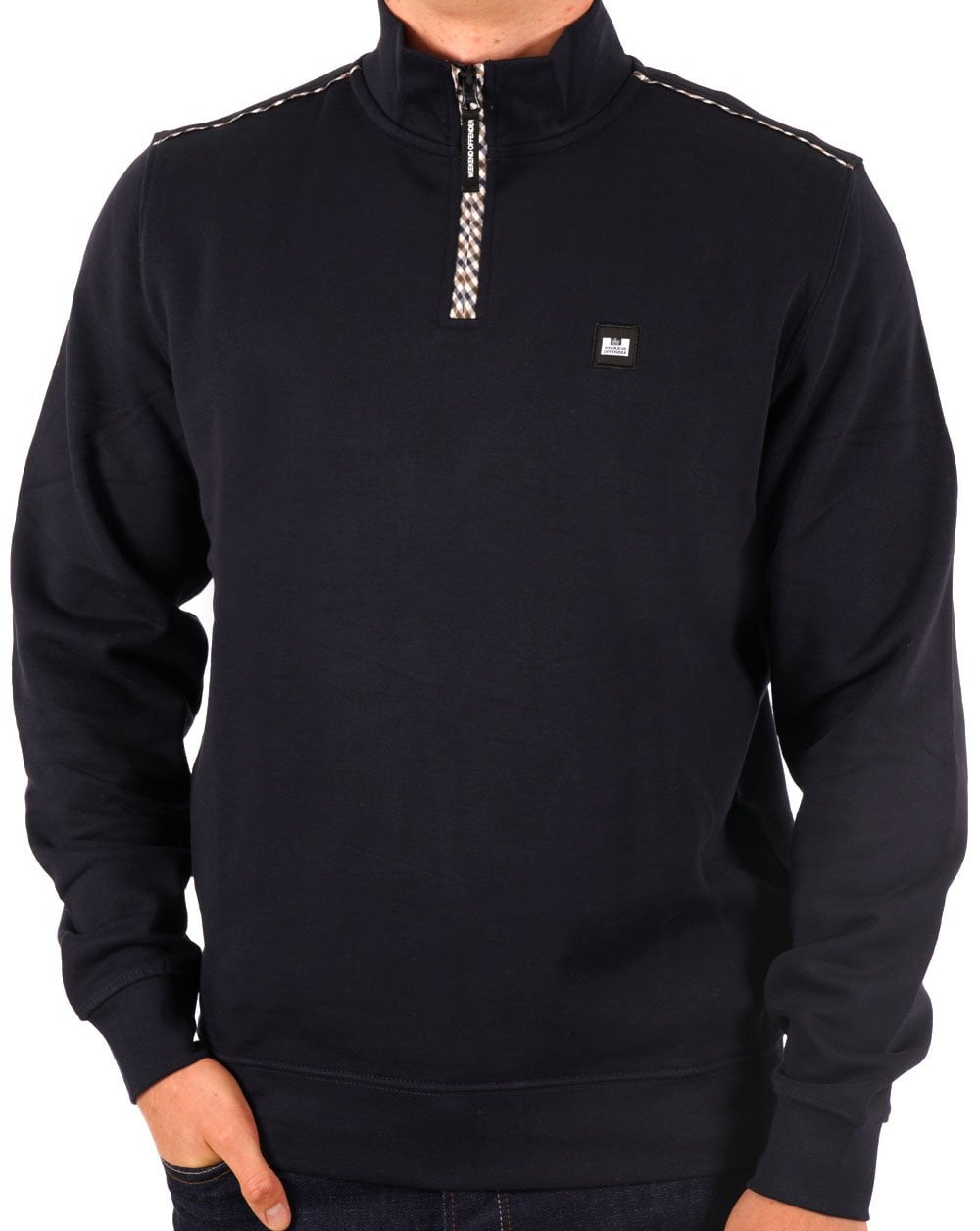 Weekend Offender Qtr Zip Karo-Detail Marineblau