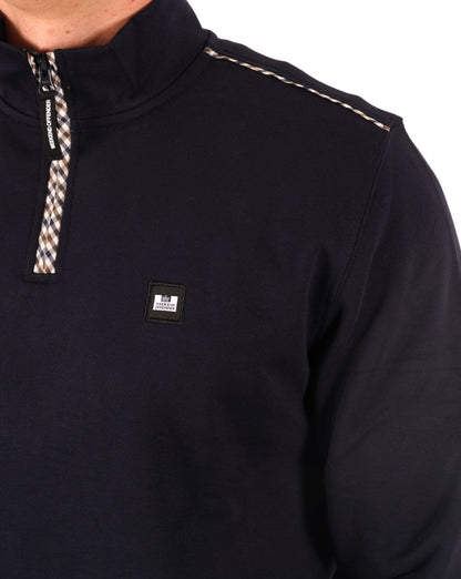 Weekend Offender Qtr Zip Karo-Detail Marineblau