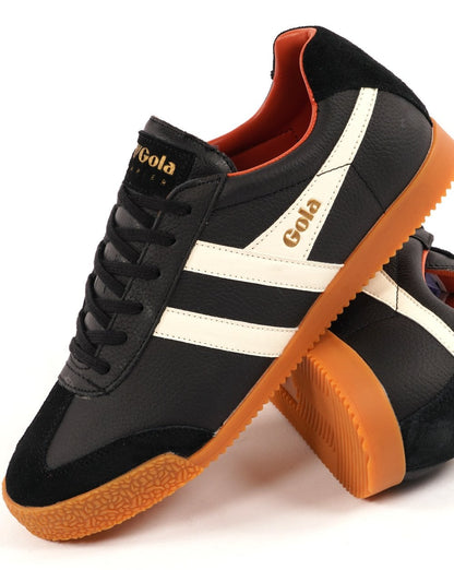 Gola Harrier Ledersneaker Schwarz/Weiß/Orange