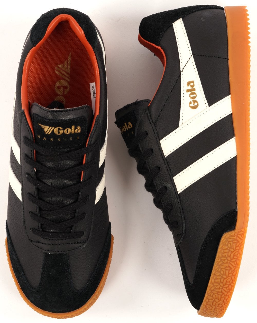 Gola Harrier Ledersneaker Schwarz/Weiß/Orange
