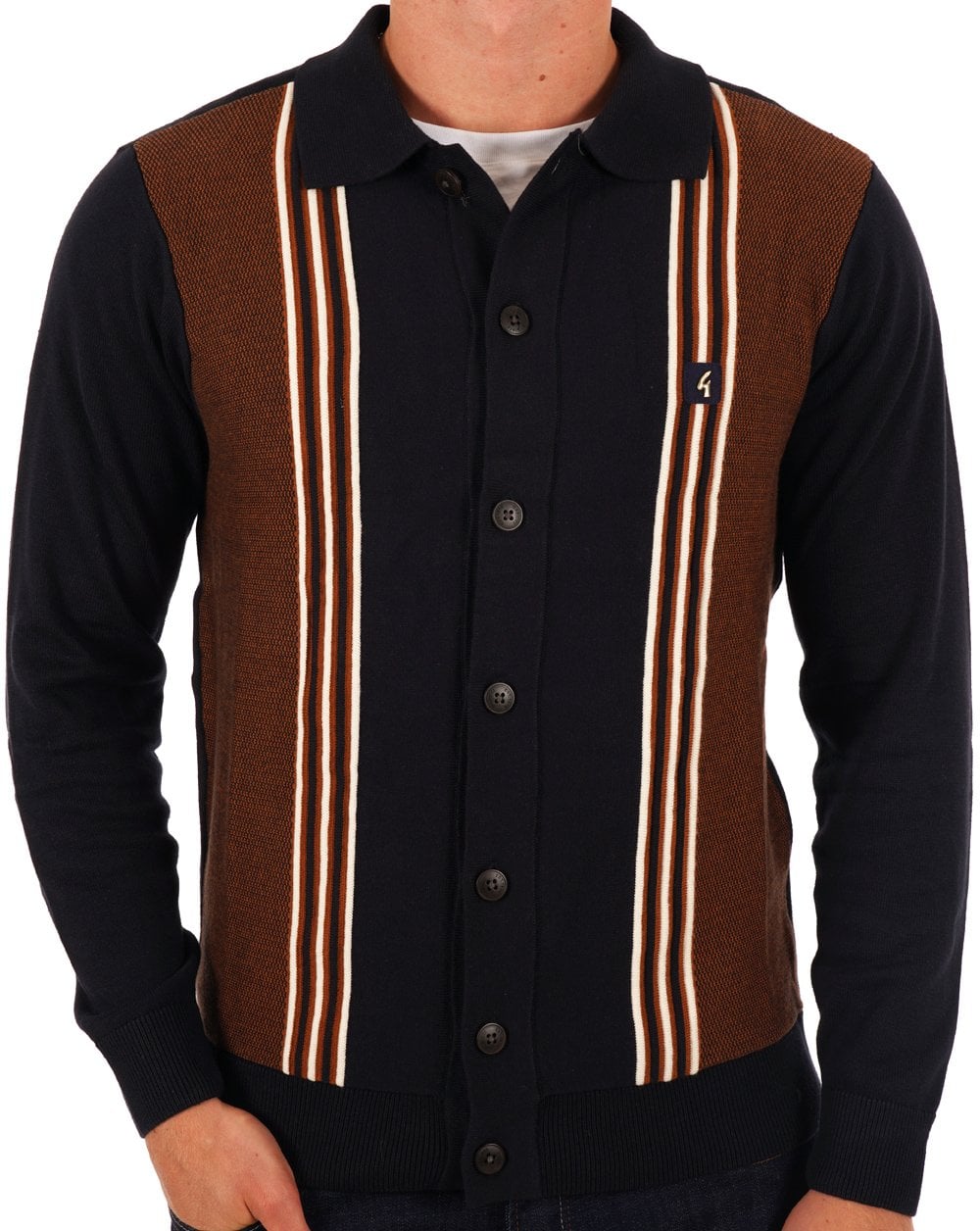 Gabicci Vintage Hanson Button Through Knit Navy
