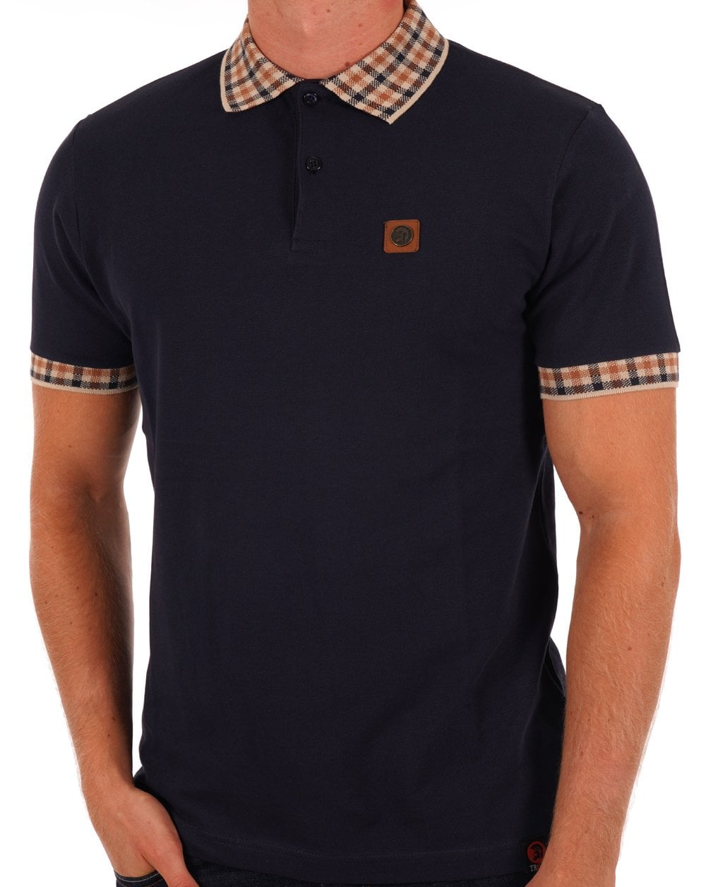 Trojan – Poloshirt mit Vichy-Karomuster, Marineblau