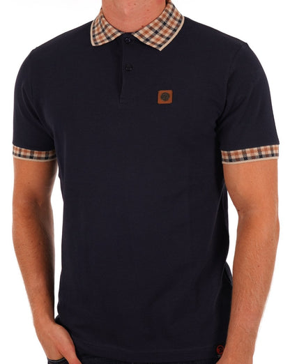 Trojan – Poloshirt mit Vichy-Karomuster, Marineblau