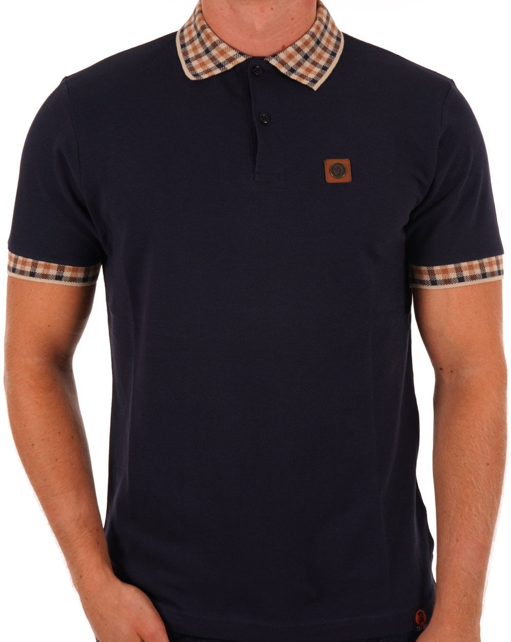 Trojan – Poloshirt mit Vichy-Karomuster, Marineblau