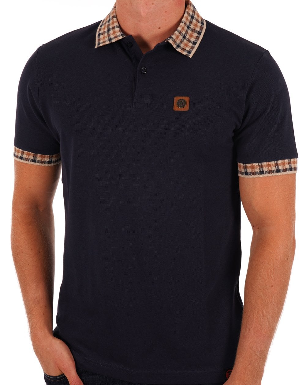 Trojan – Poloshirt mit Vichy-Karomuster, Marineblau