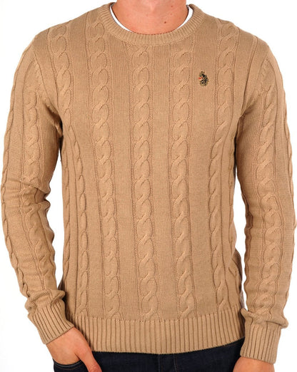 Luke Aspen Zopfmusterpullover Biscuit