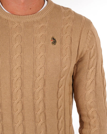 Luke Aspen Zopfmusterpullover Biscuit