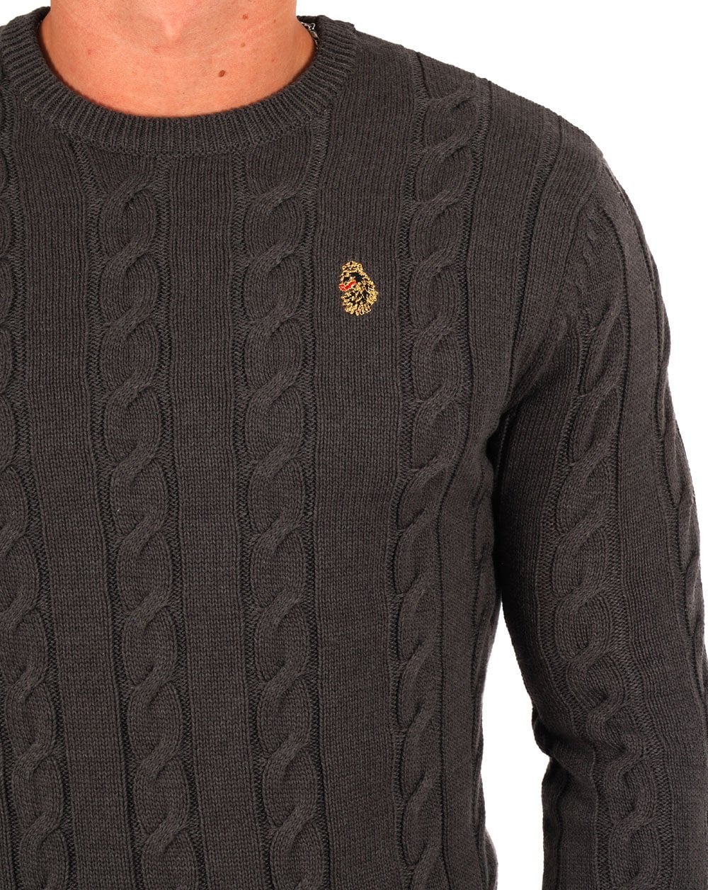 Luke – Aspen – Zopfmusterpullover in Anthrazitmeliert