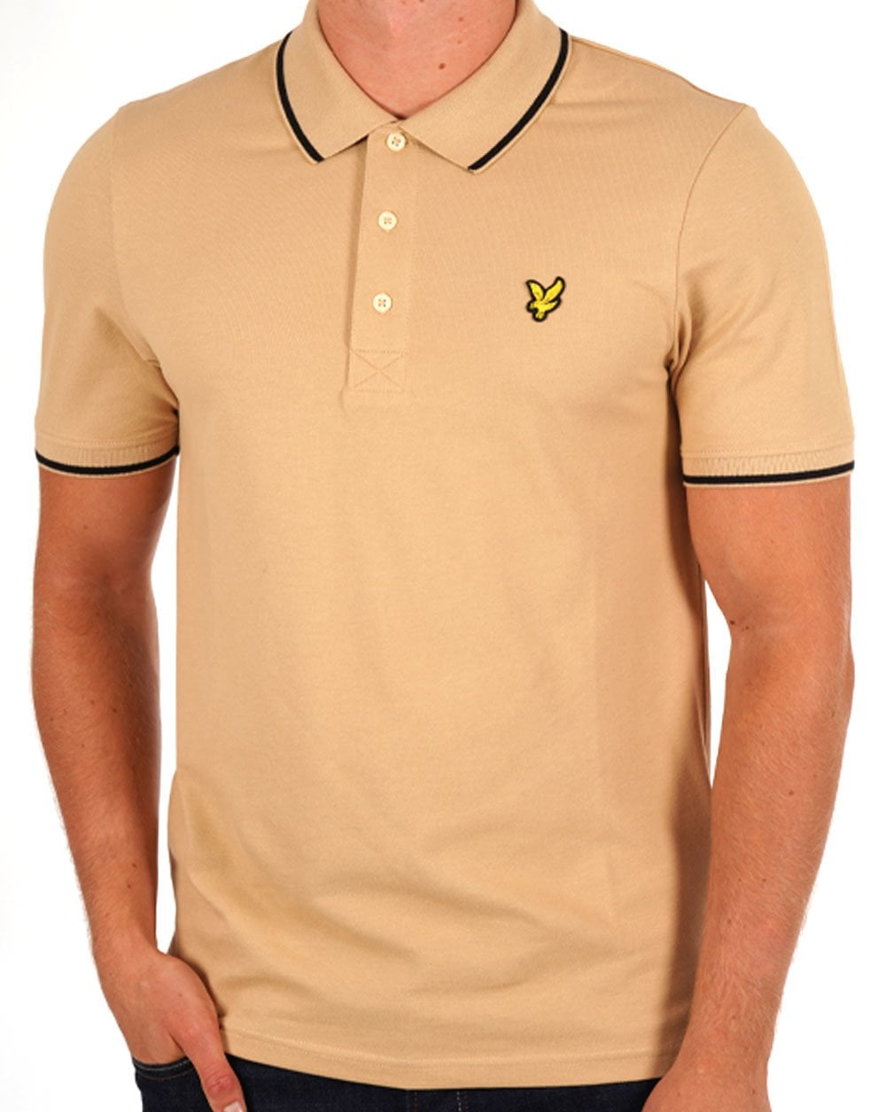 Lyle &amp; Scott – Poloshirt mit Streifen in Biskuit
