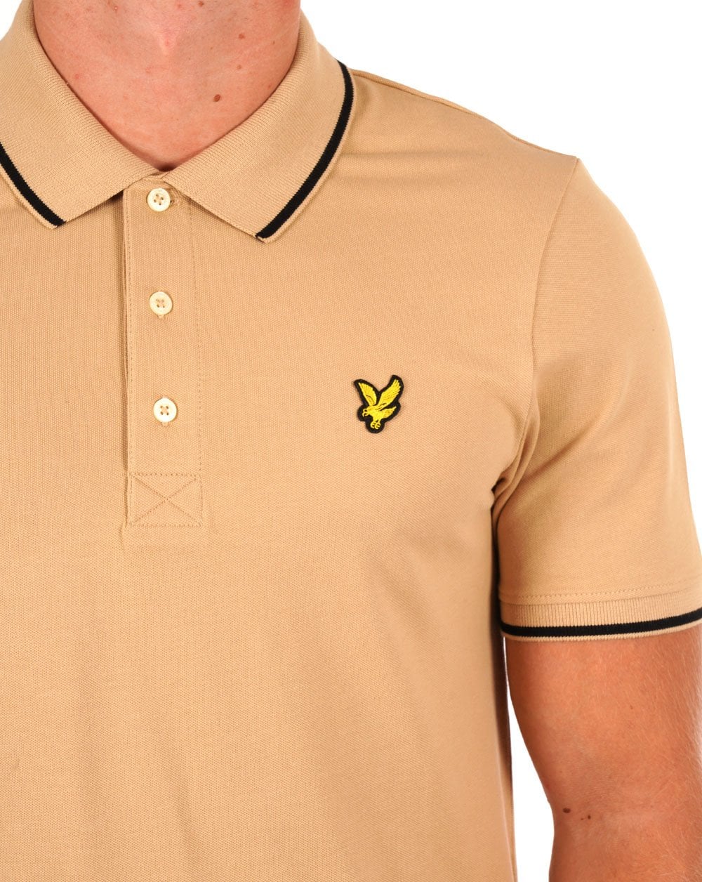 Lyle &amp; Scott – Poloshirt mit Streifen in Biskuit