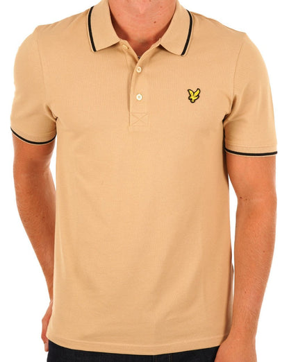 Lyle &amp; Scott – Poloshirt mit Streifen in Biskuit