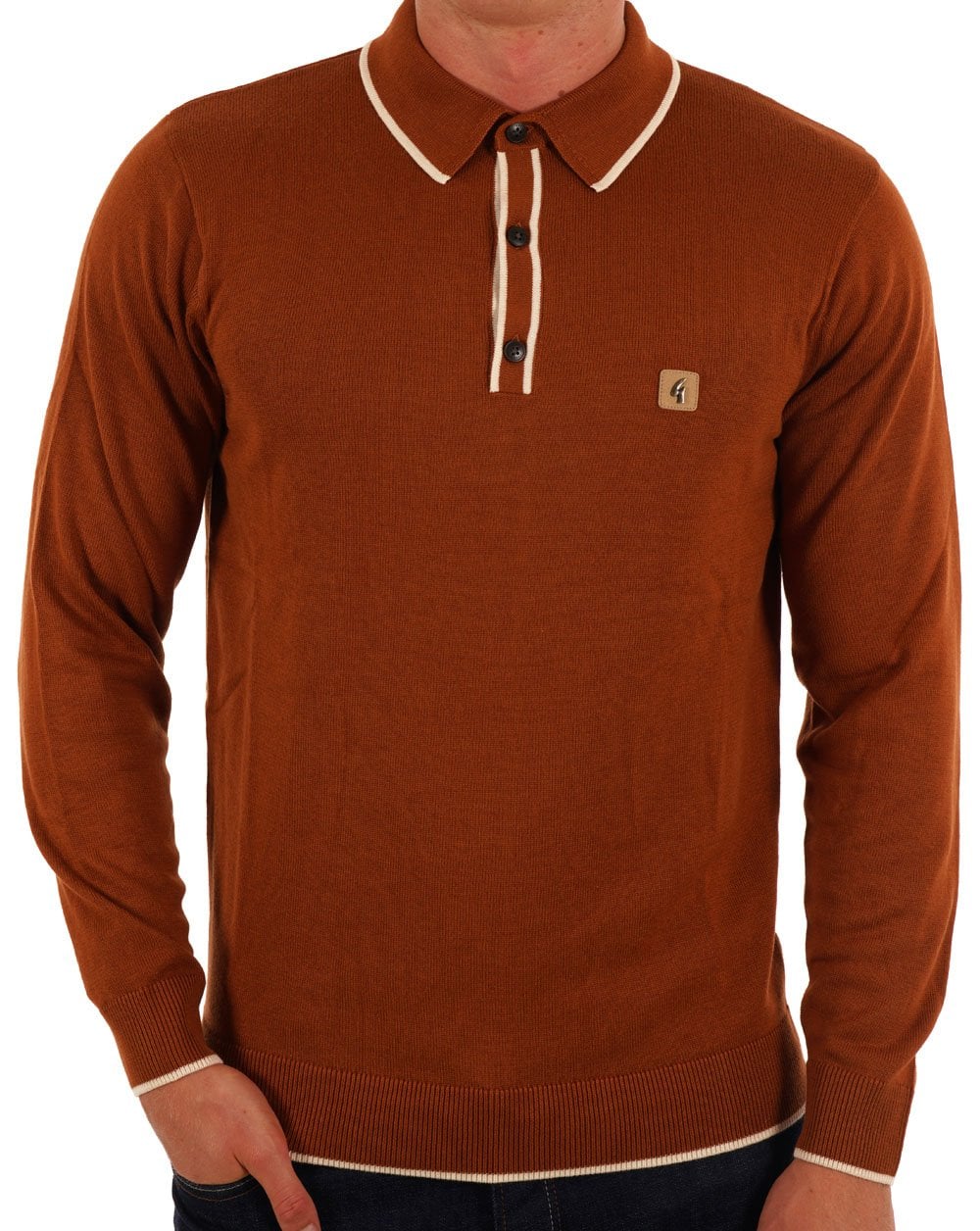 Gabicci Vintage Lineker LS Strickpolo Toffee
