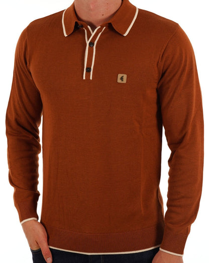 Gabicci Vintage Lineker LS Strickpolo Toffee