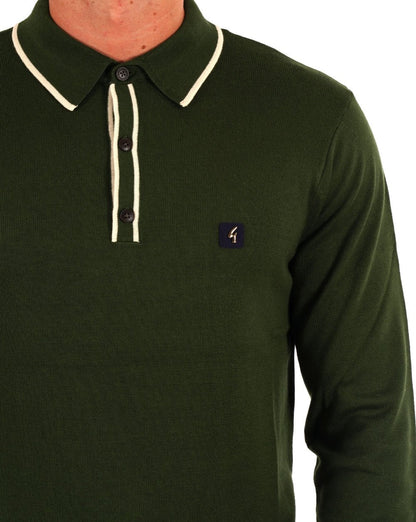 Gabicci Vintage Lineker LS Strickpolo Forest