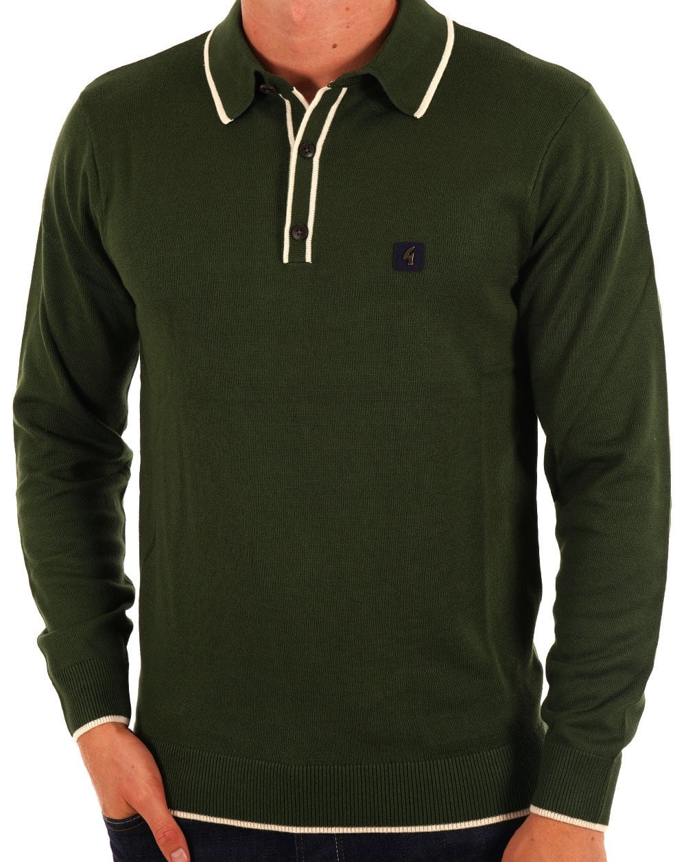 Gabicci Vintage Lineker LS Strickpolo Forest