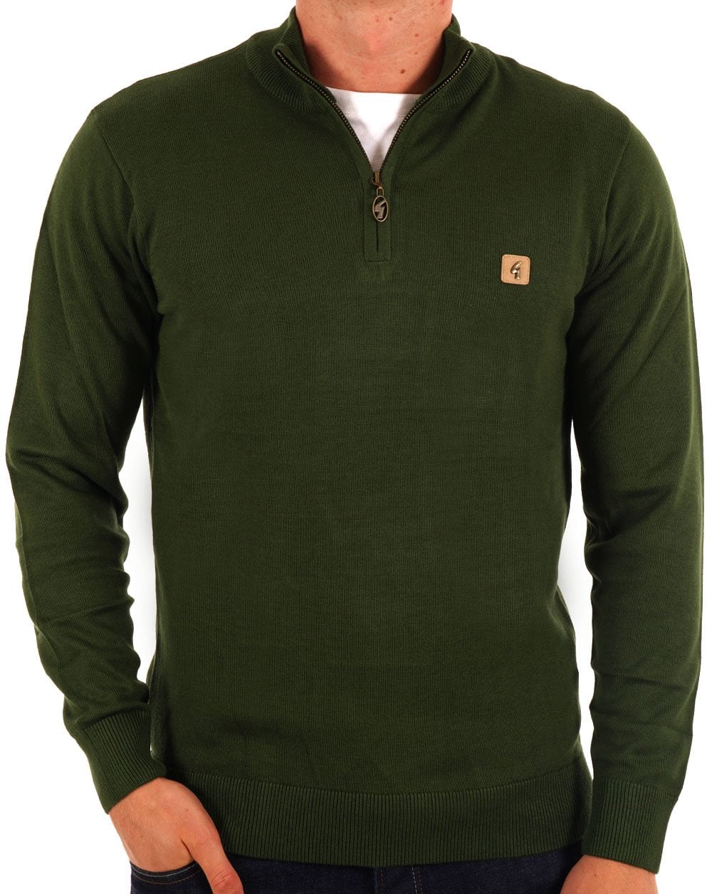 Gabicci Vintage Naxton Pullover mit Viertelreißverschluss in Waldgrün