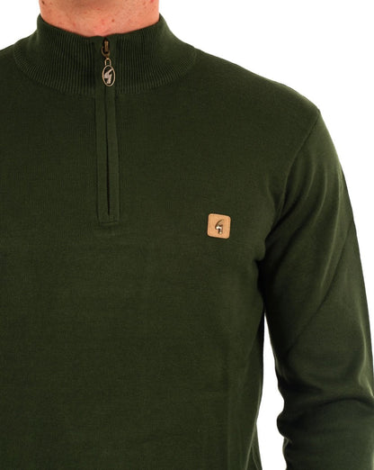 Gabicci Vintage Naxton Pullover mit Viertelreißverschluss in Waldgrün