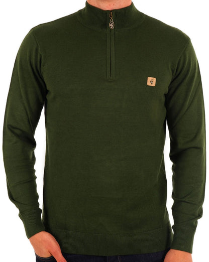 Gabicci Vintage Naxton Pullover mit Viertelreißverschluss in Waldgrün