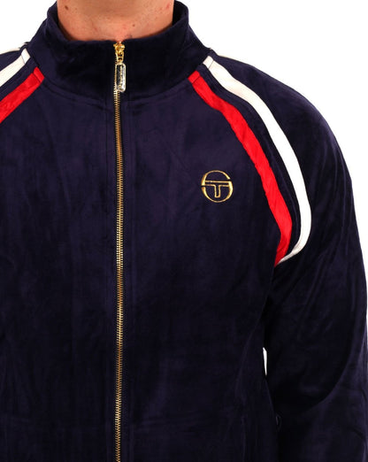 Sergio Tacchini Ghibli Velours-Trainingsoberteil, Marineblau