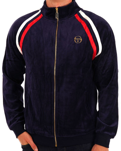 Sergio Tacchini Ghibli Velours-Trainingsoberteil, Marineblau