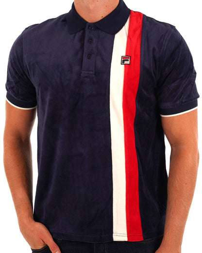 Fila Vintage Terra Velours-Poloshirt, Marineblau