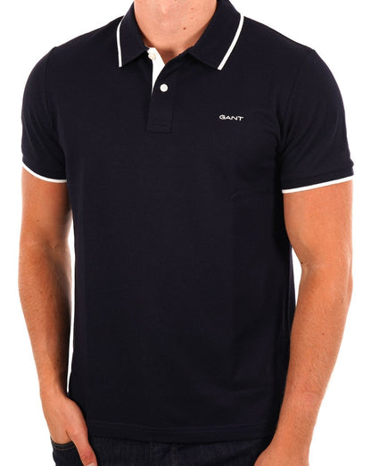 Gant – Piqué-Poloshirt mit Tipped-Muster, Marineblau