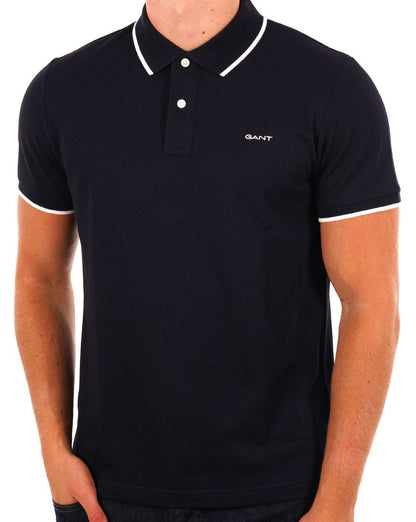 Gant – Piqué-Poloshirt mit Tipped-Muster, Marineblau