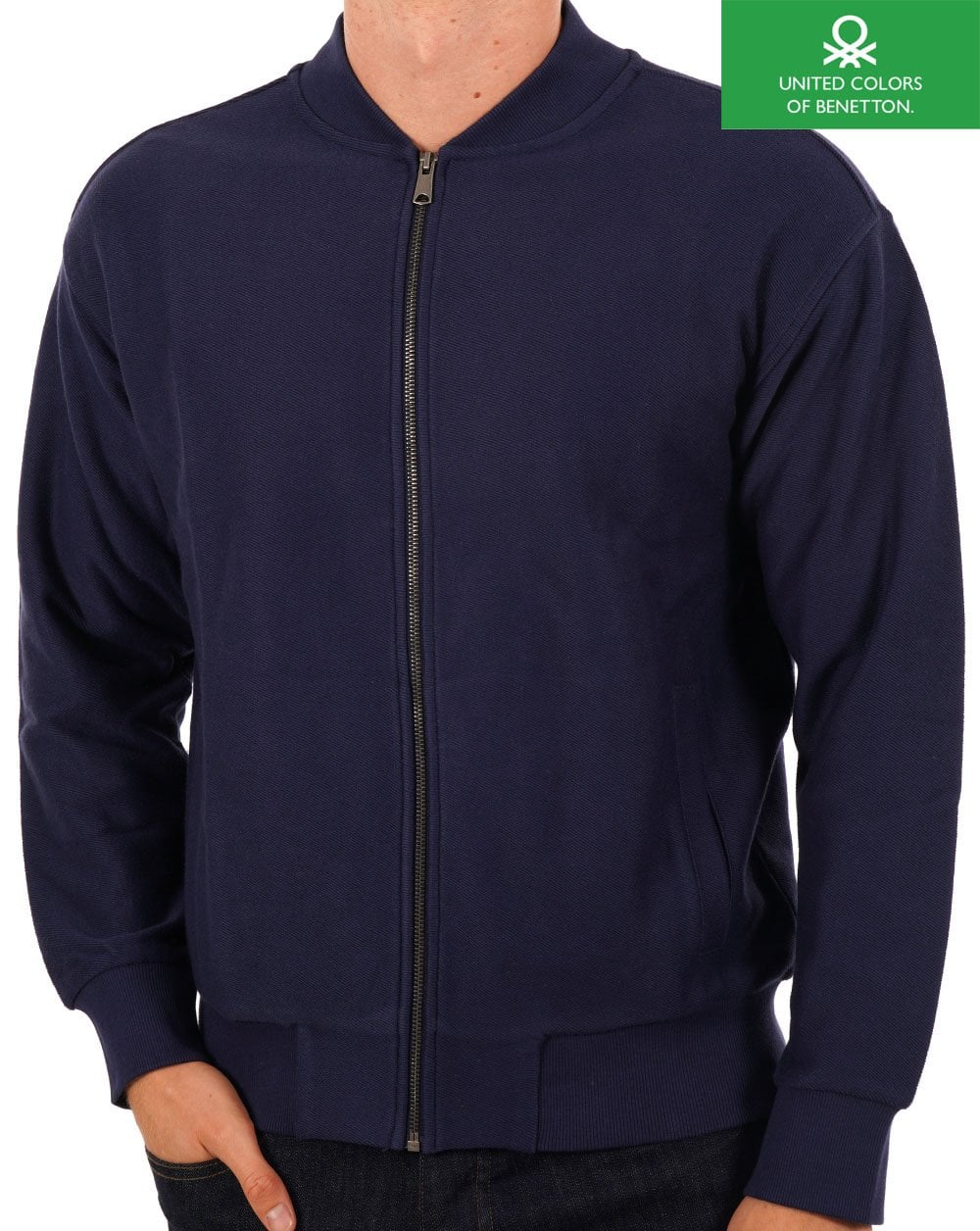 Benetton Trainingsjacke mit durchgehendem Reißverschluss in Marineblau