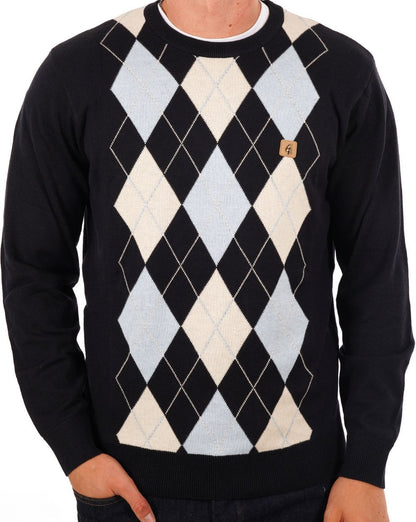 Gabicci Vintage Argyle Strickpullover Marineblau