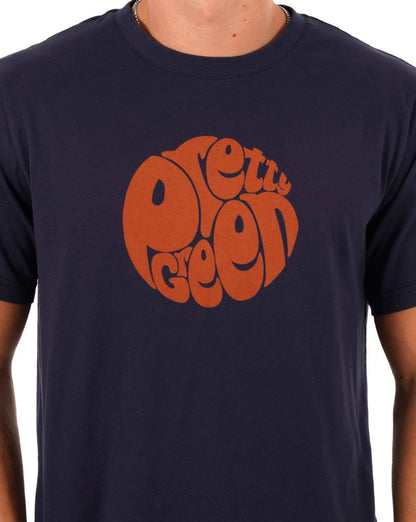 Pretty Green Gillespie Logo T-Shirt Marineblau/Orange