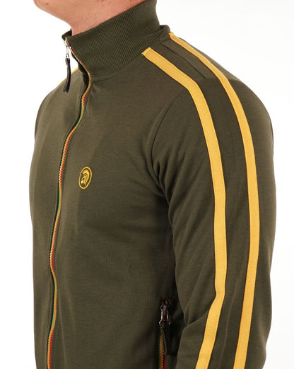 Trojan – Trainingsjacke mit zwei Streifen und kontrastierendem Reißverschluss in Army