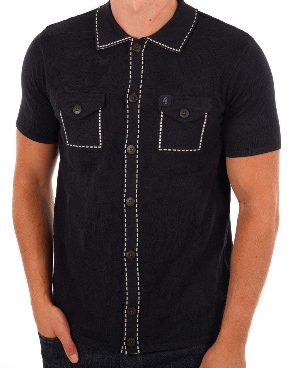 Gabicci Vintage Polo mit durchgehenden Knöpfen, Marineblau