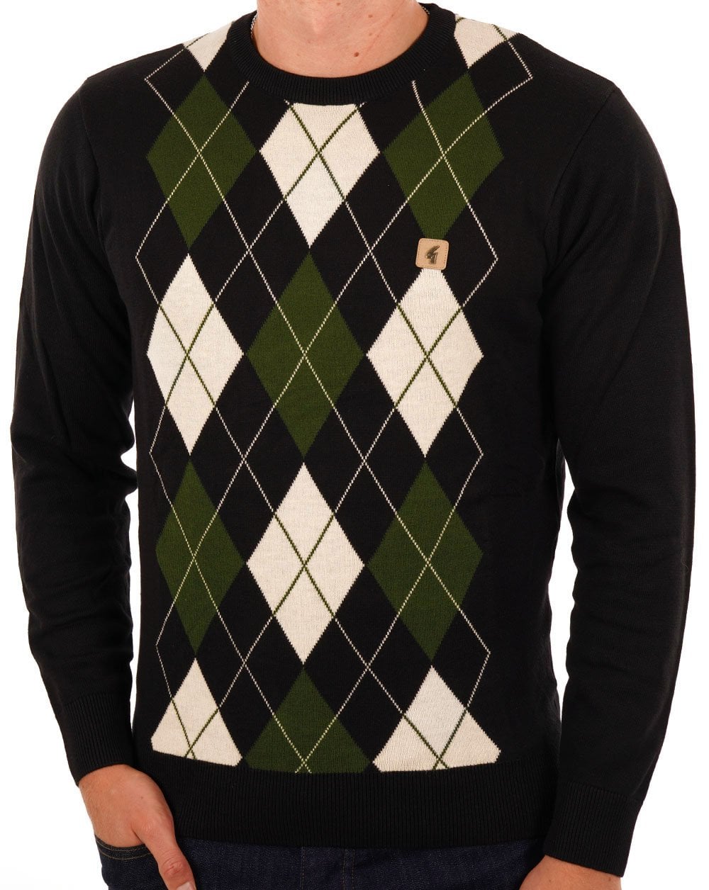 Gabicci Vintage Lang Argyle-Strick Schwarz