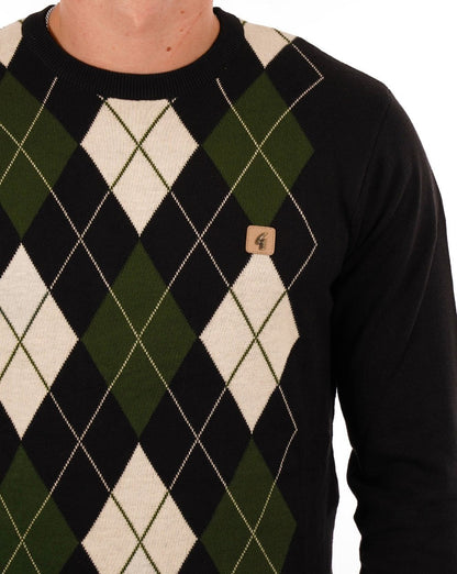 Gabicci Vintage Lang Argyle-Strick Schwarz