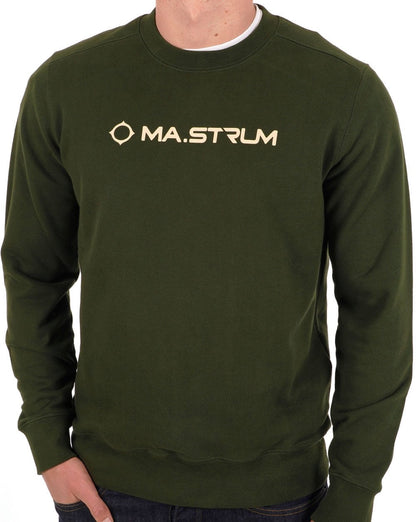 Ma.strum Chest Print Crew Sweatshirt Dunkelgrün