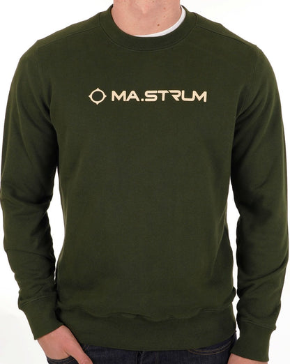 Ma.strum Chest Print Crew Sweatshirt Dunkelgrün