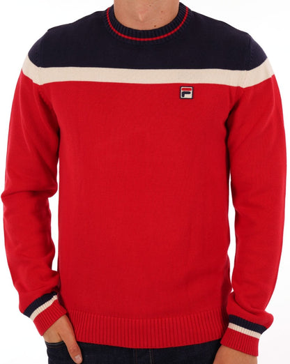 Fila Vintage Siro Rundhals-Strickpullover Rot